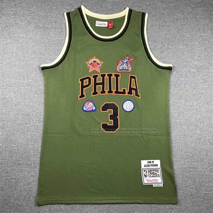 Camiseta Philadelphia 76ers Allen Iverson NO 3 Mitchell & Ness 1996-97 Verde